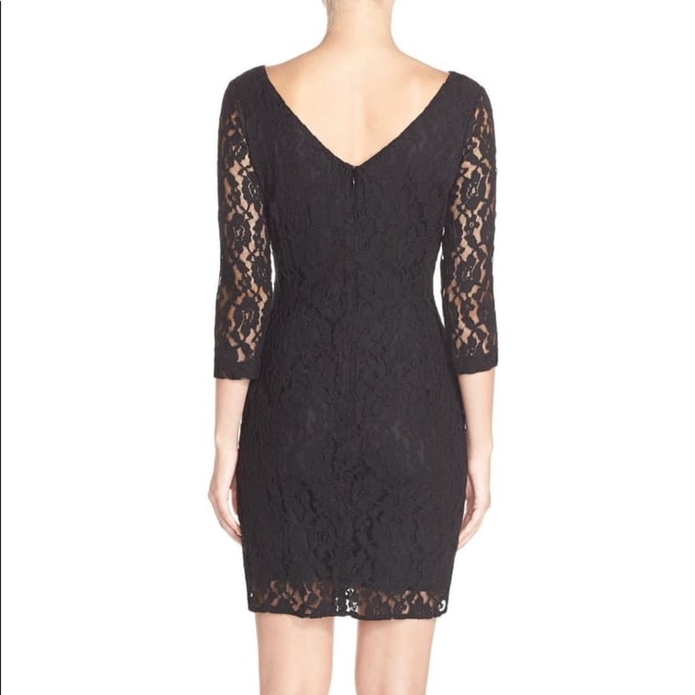 Leota illusion sleeve black lace sheath dress - Picture 3 of 6